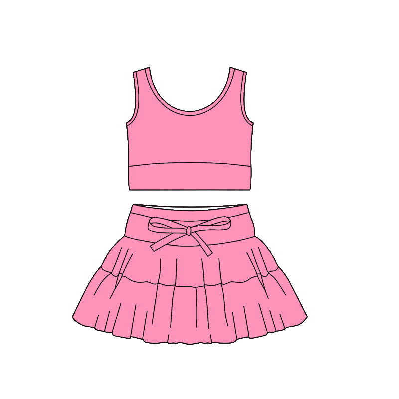 preorder GSD3377 Yoga Hot Pink Sleeveless Skorts girls Set