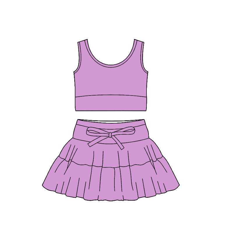 preorder GSD3378 Yoga Purple Sleeveless Skorts girls Set