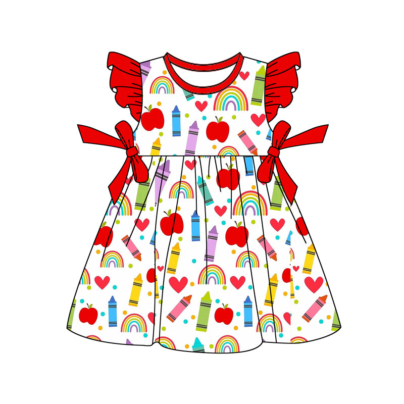 preorder GSD3488 Back To School Flutter Sleeve Girls Dress