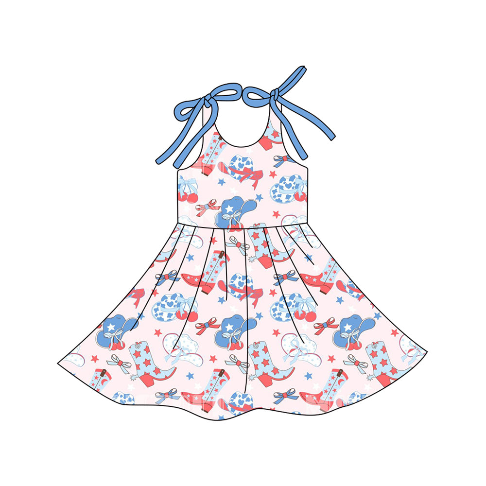 preorder GSD3489 July 4th Boots Hat Sleeveless Girls Dress
