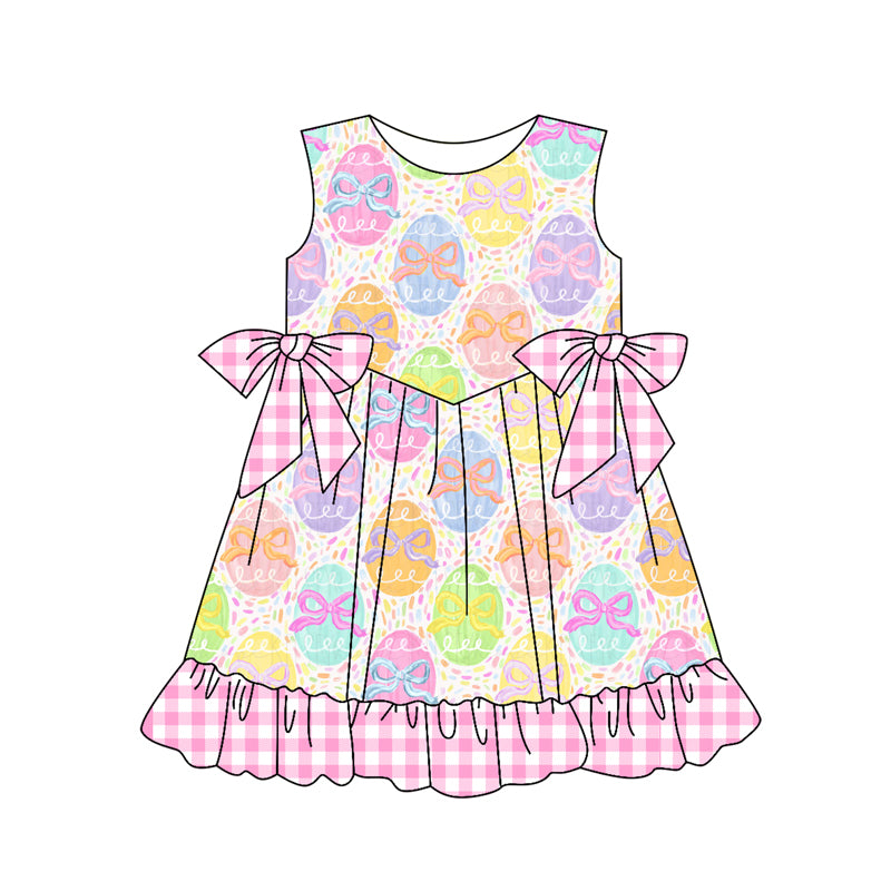 preorder GSD3492 Easter Egg Bows Colorful Sleeveless Girls Dress