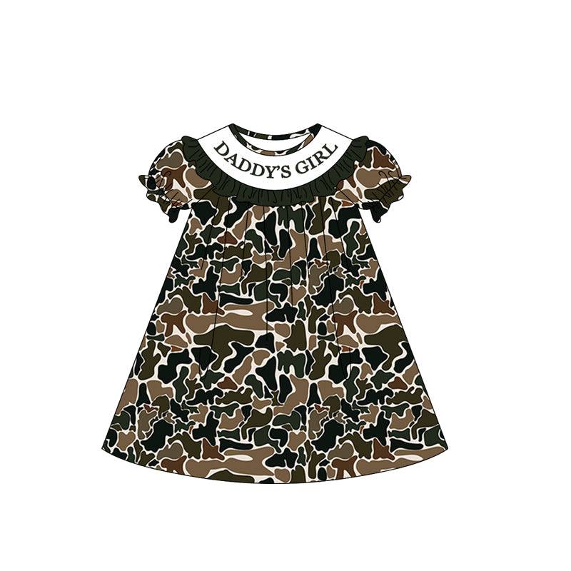 preorder GSD3543 Daddy's Girl Camo Short Sleeve Girls Dress