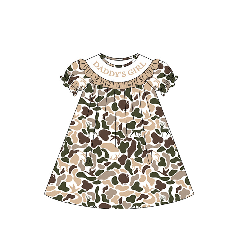 preorder GSD3544 Daddy's Girl Camo Short Sleeve Girls Dress