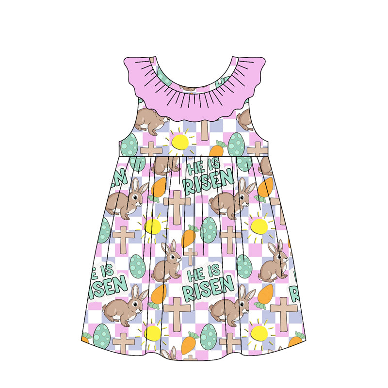 preorder GSD3550 Easter Rabbit Cross He Is Risen Girls Dress