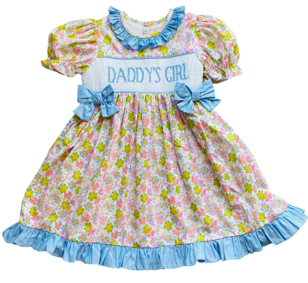 preorder GSD3554 Daddy's Girl Flowers Floral Short Sleeve Girls Dress