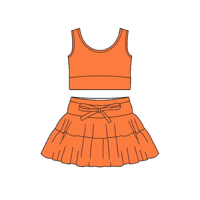 preorder GSD3616 Yoga Orange Sleeveless Skorts Girls Set