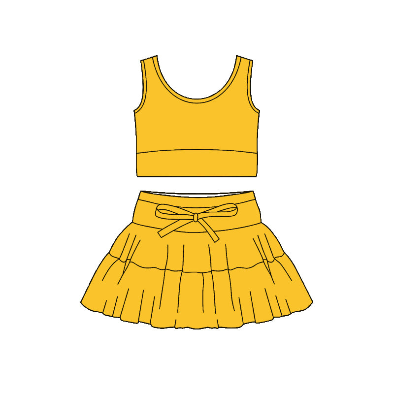 preorder GSD3618 Yoga Yellow Sleeveless Skorts Girls Set