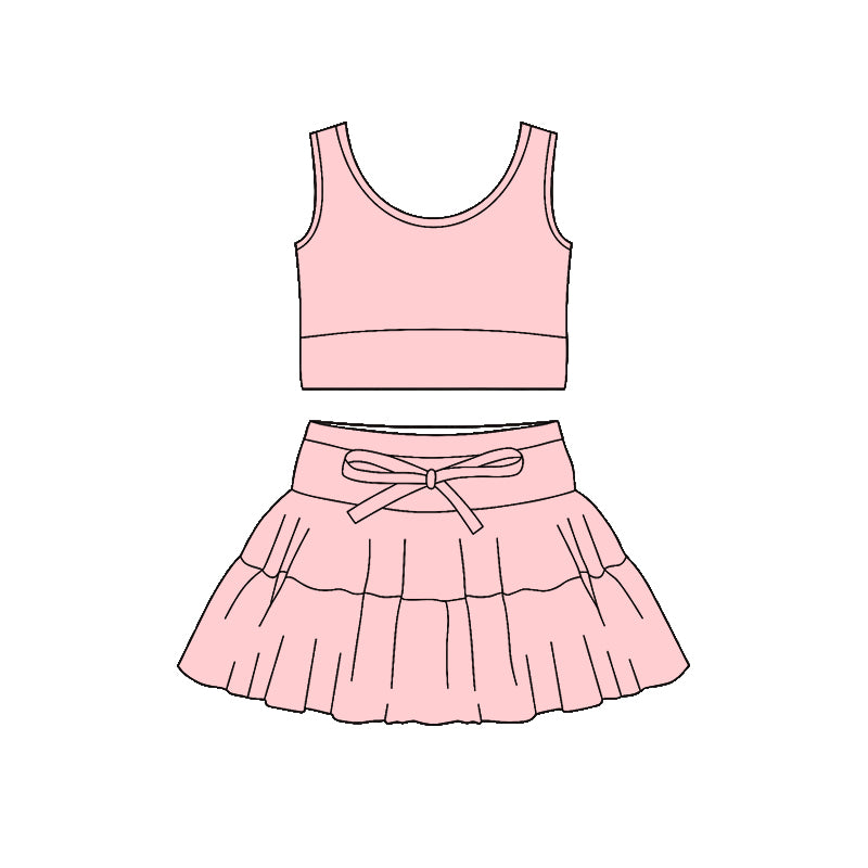 preorder GSD3621 Yoga Pink Sleeveless Skorts Girls Set