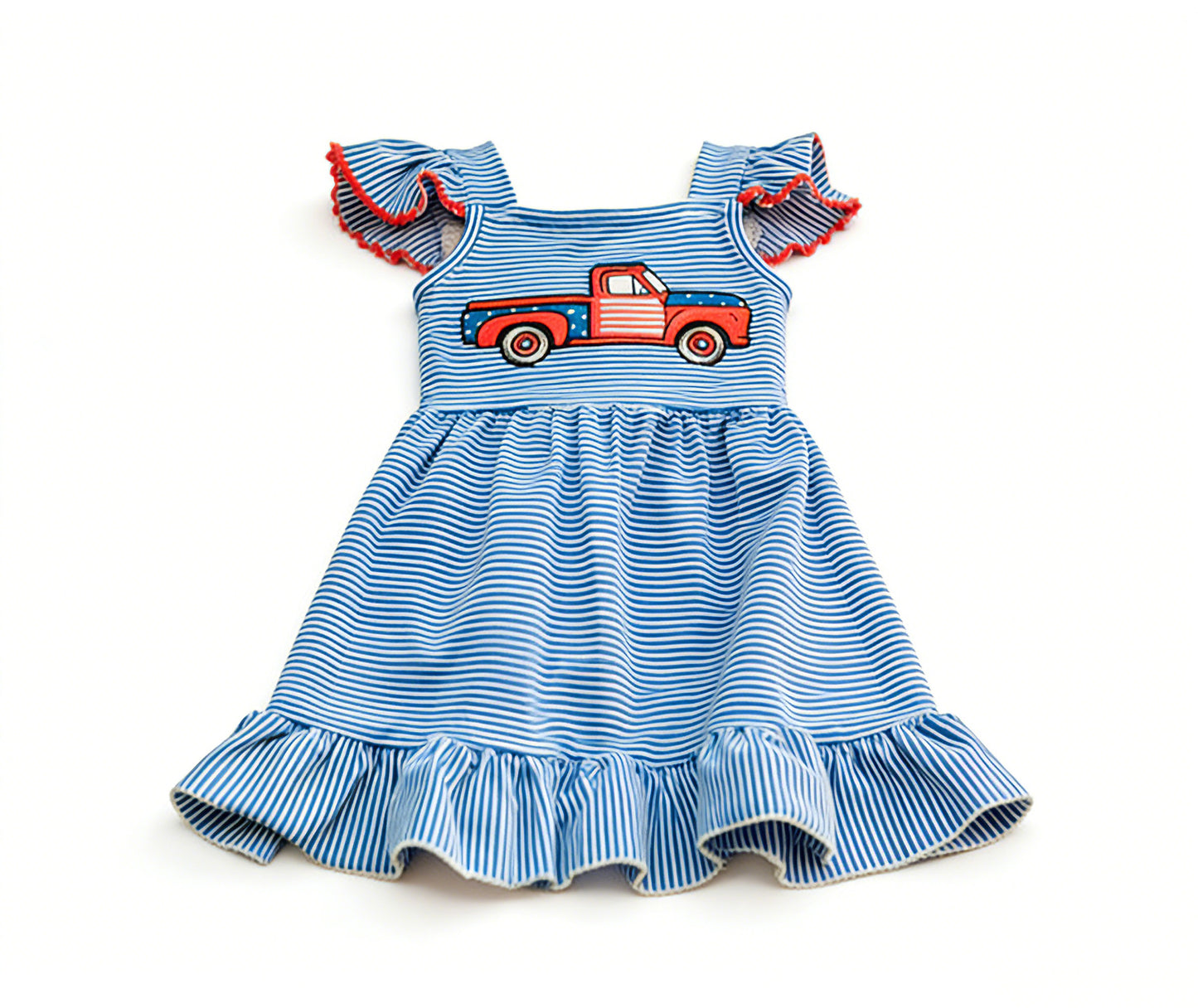 preorder GSD3629 July 4th Truck Blue Girls Dress