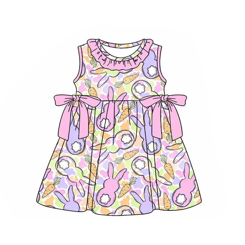 preorder GSD3686 Easter Carrot Rabbit Camo Sleeveless Girls Dress