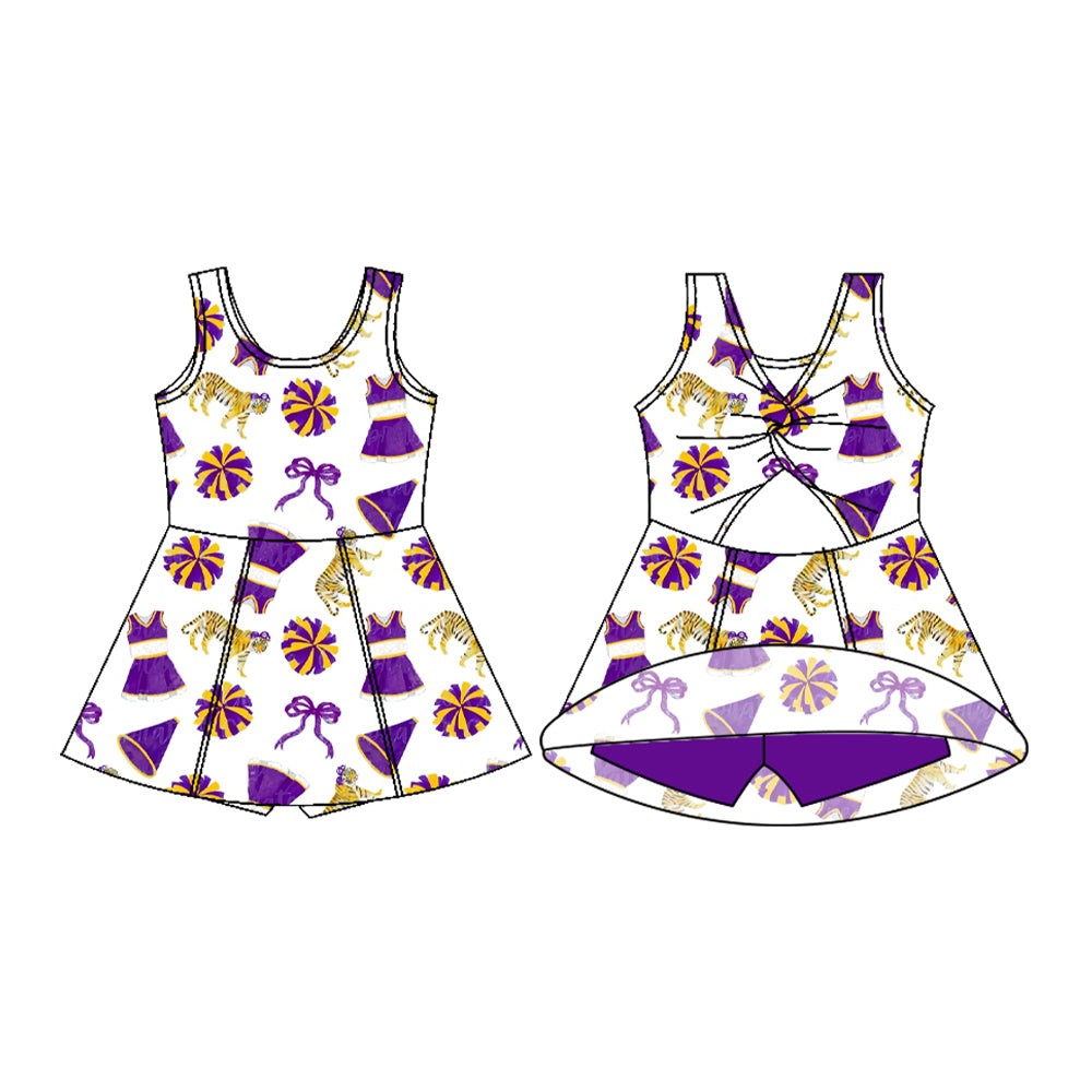 preorder GSD3700 Yoga Football Item Tiger Purple Skorts Girls Dress