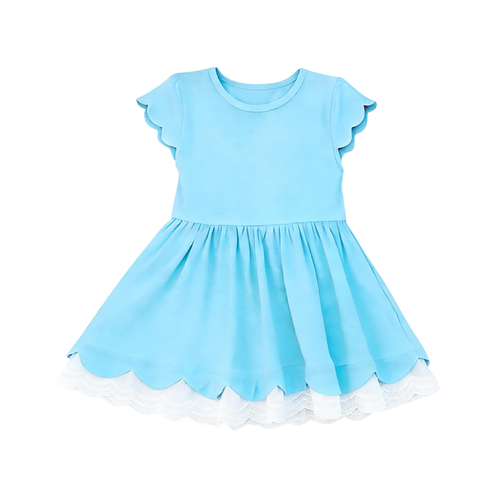 preorder GSD3712 Blue Short Sleeve Girls Dress