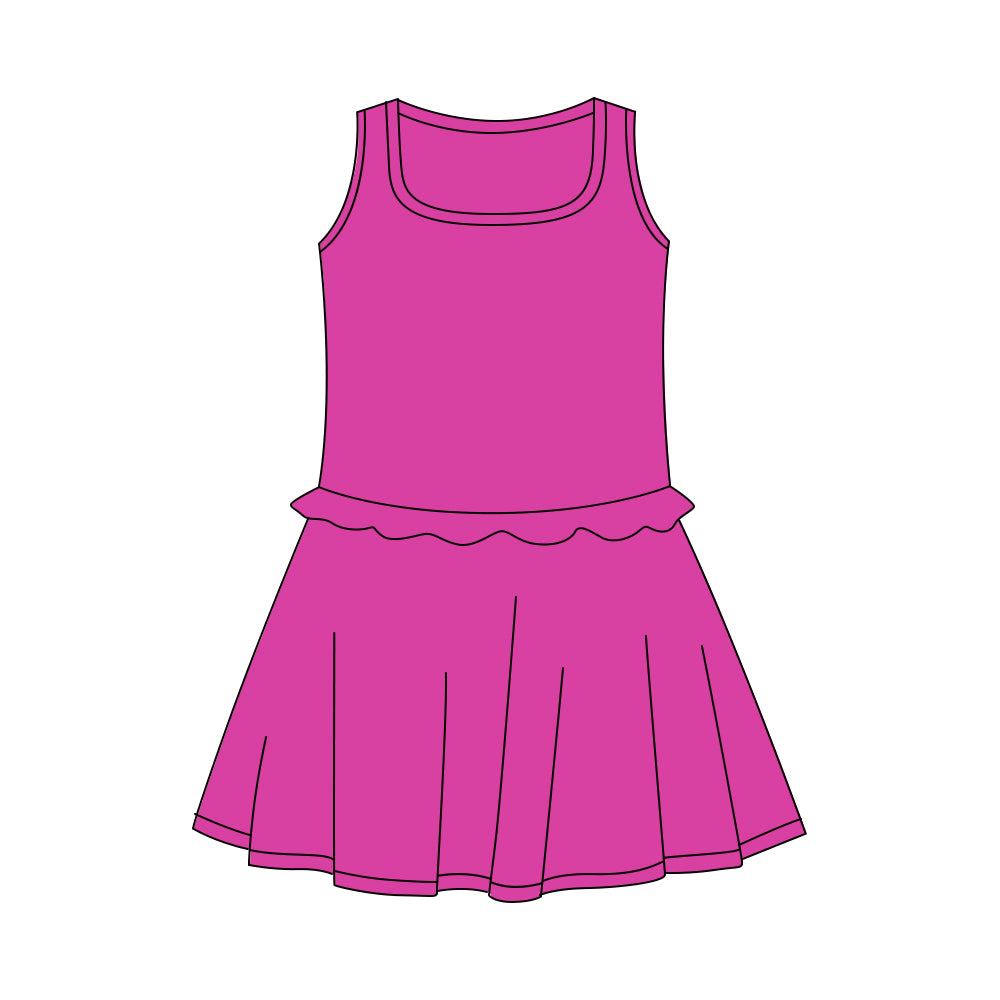 preorder GSD3739 Yoga Hot Pink Sleeveless Skorts Girls Dress