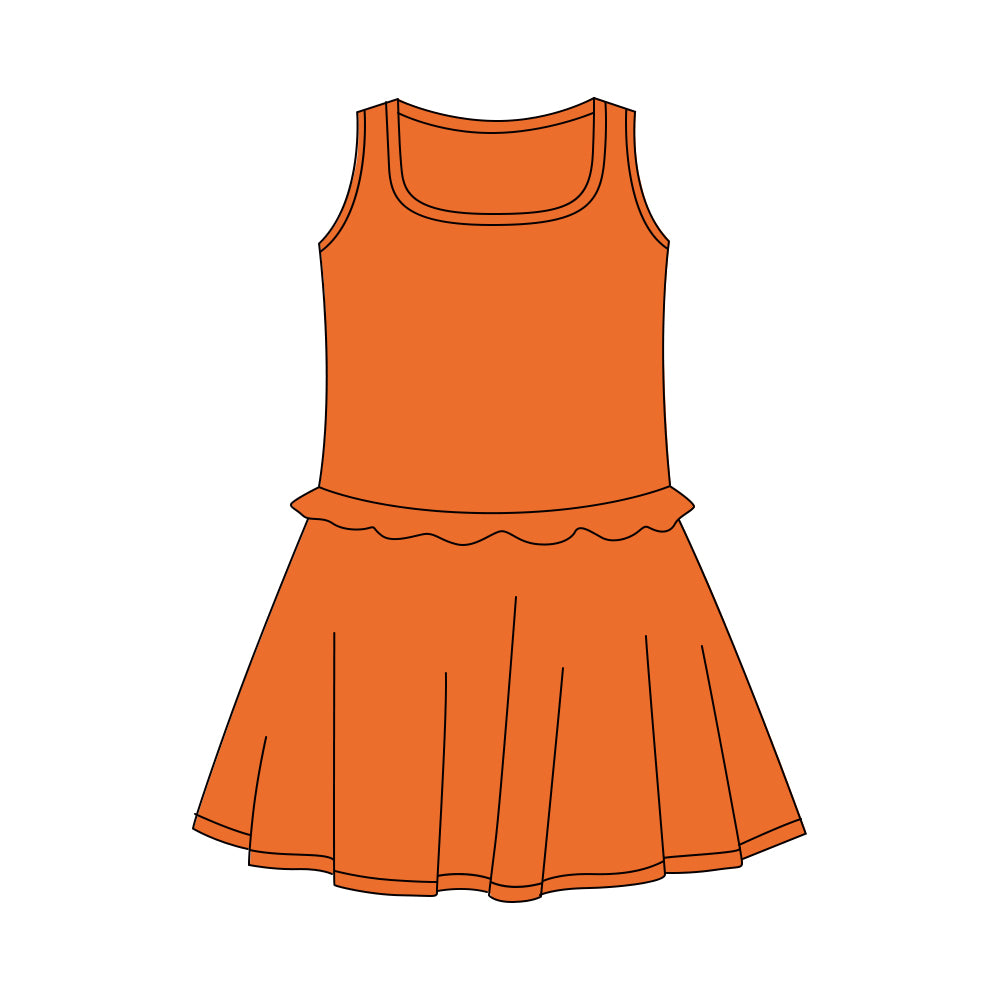 preorder GSD3743 Yoga Orange Sleeveless Skorts Girls Dress