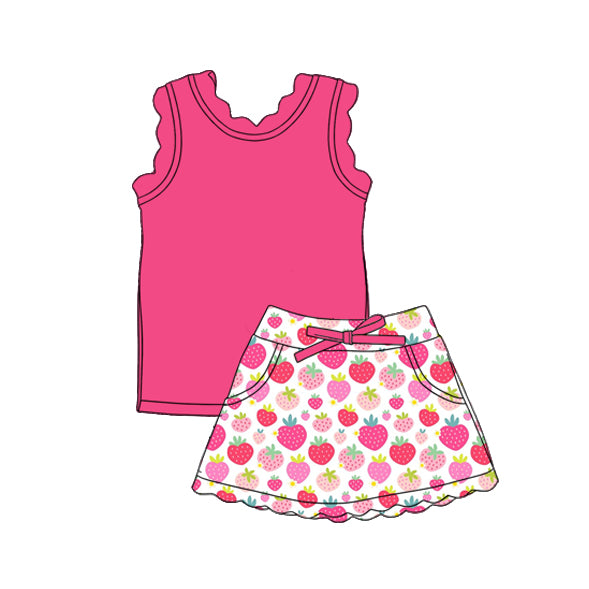 preorder GSD3776 Yoga Hot Pink Sleeveless Flowers Skorts Girls Set