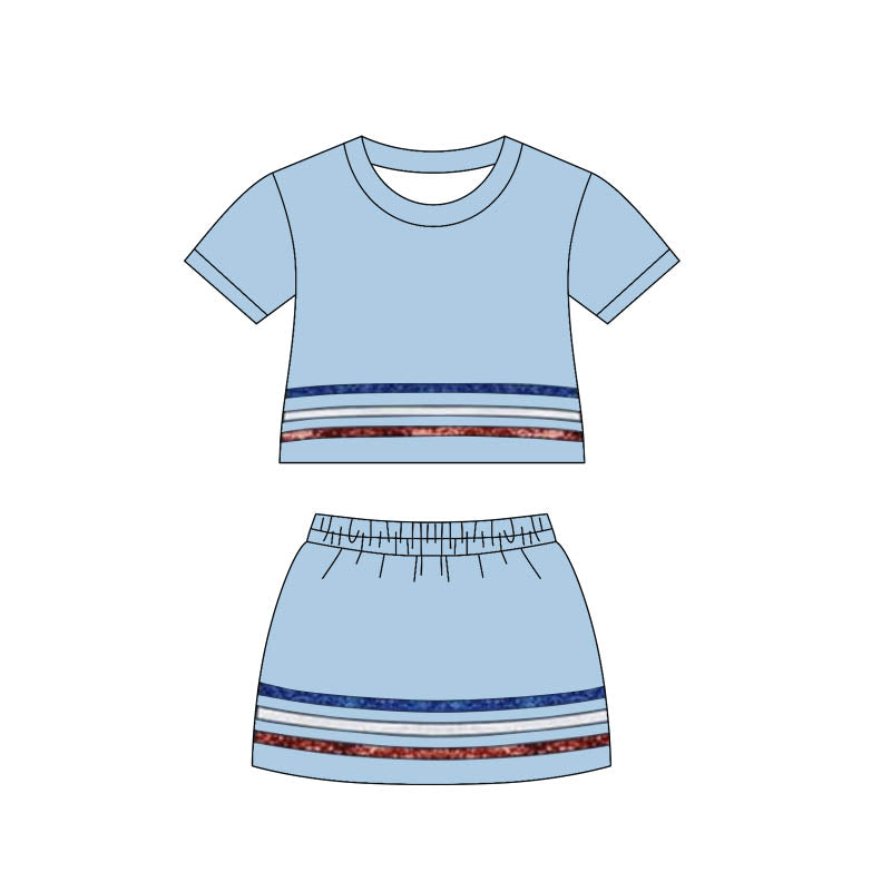 preorder GSD3810 Blue Short Sleeve Shorts Girls Set