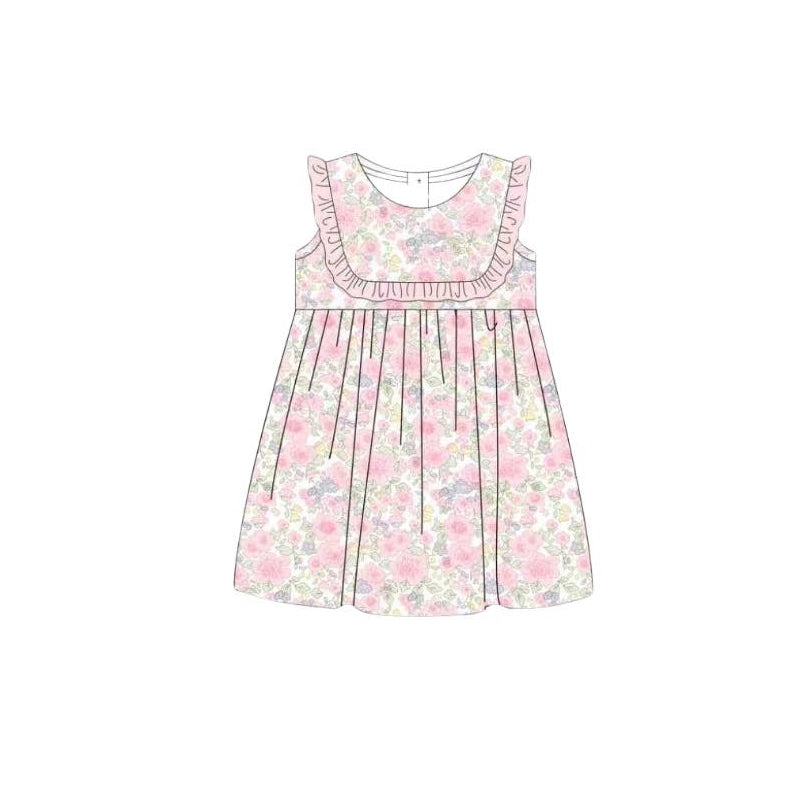preorder GSD3846 Pink Flowers Sleeveless Girls Dress