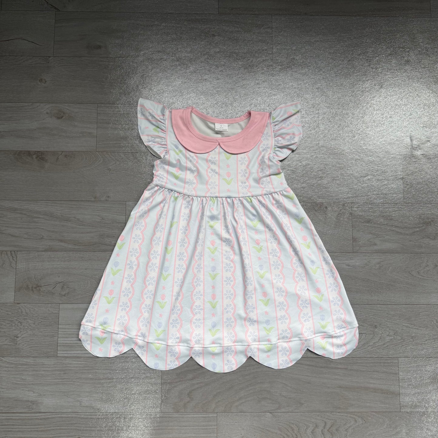 preorder Samples GSD3867 Scallop Flowers Flutter Sleeve Girls Dress