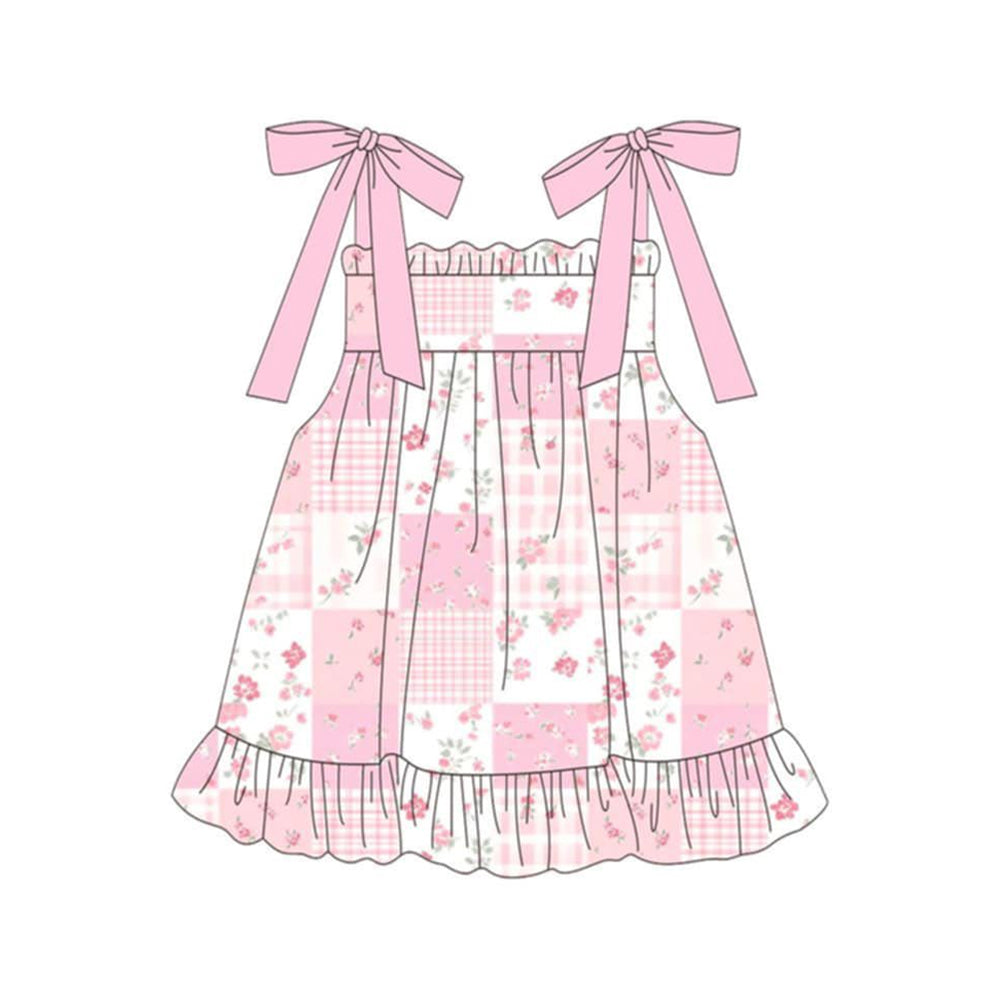 preorder GSD3868 Pink Flowers Sleeveless Girls Dress
