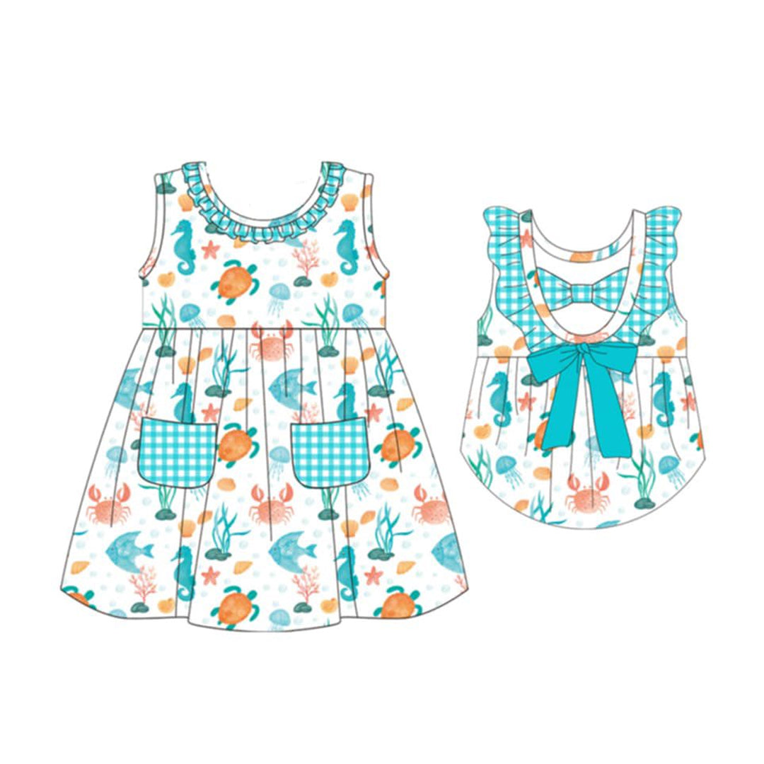 preorder GSD3871 Seahorse Tortle Sleeveless Girls Dress
