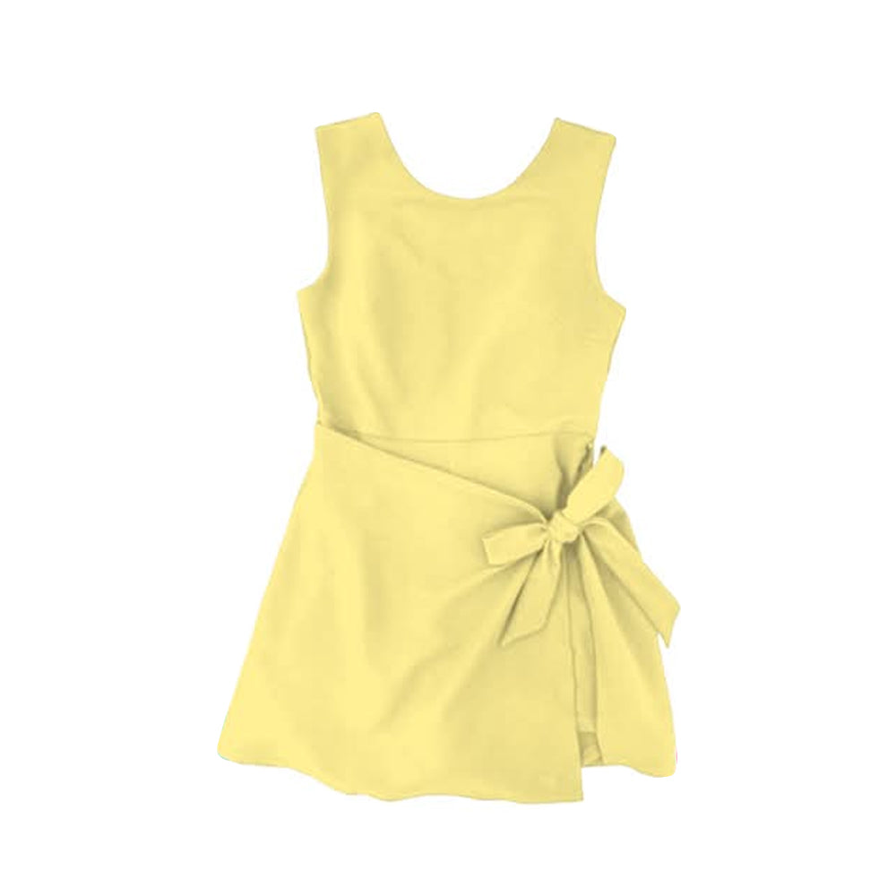 preorder GSD3817 Solid Color Yellow Sleeveless Skorts Girls Dress