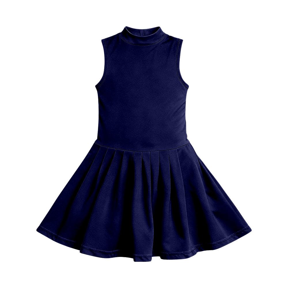 preorder GSD3890 Solid Color Navy Blue Sleeveless Skorts Girls Dress