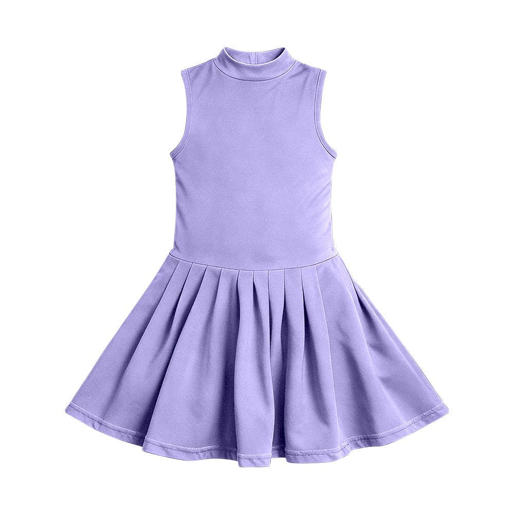 preorder GSD3891 Solid Color Purple Sleeveless Skorts Girls Dress