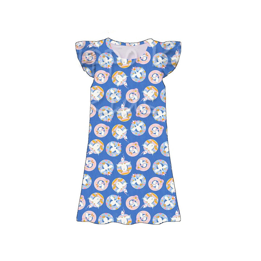 preorder GSD3900 Goose Blue Flutter Sleeve Girls Dress
