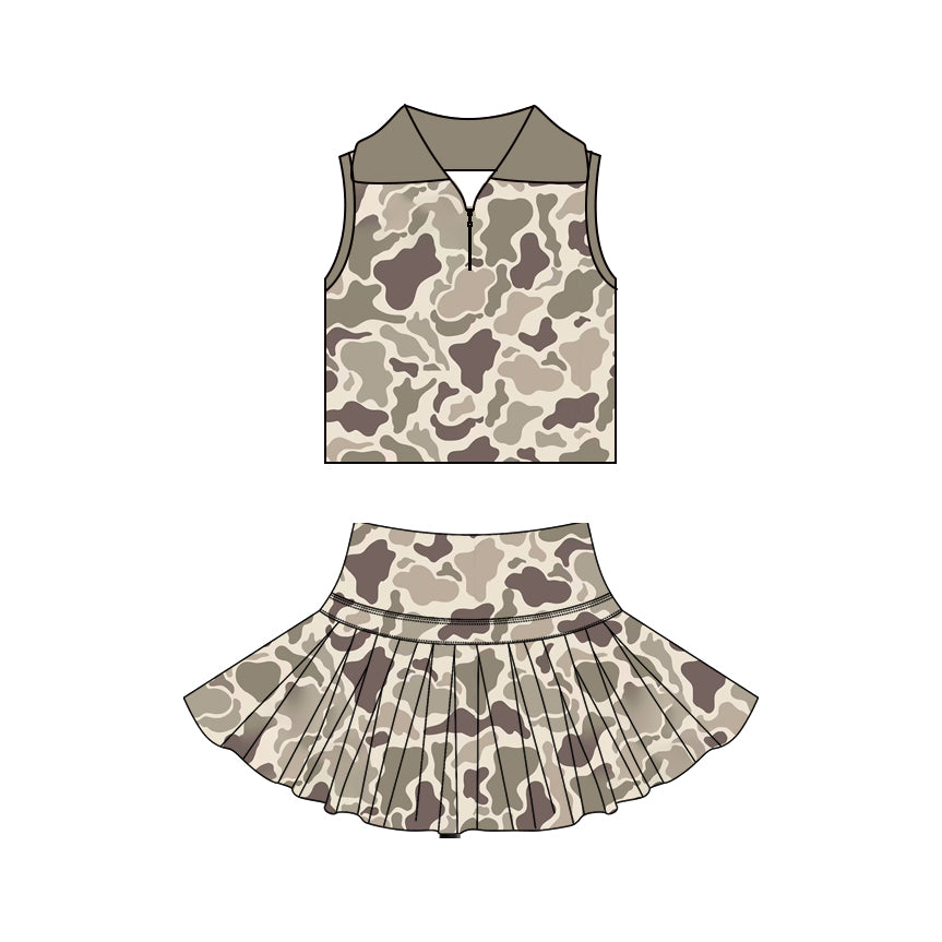 Preorder GSD3970 Yoga Camo Sleeveless Skorts Girls Set