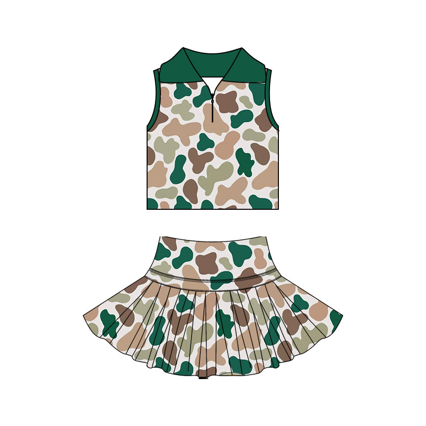 Preorder GSD3972 Yoga Camo Sleeveless Skorts Girls Set