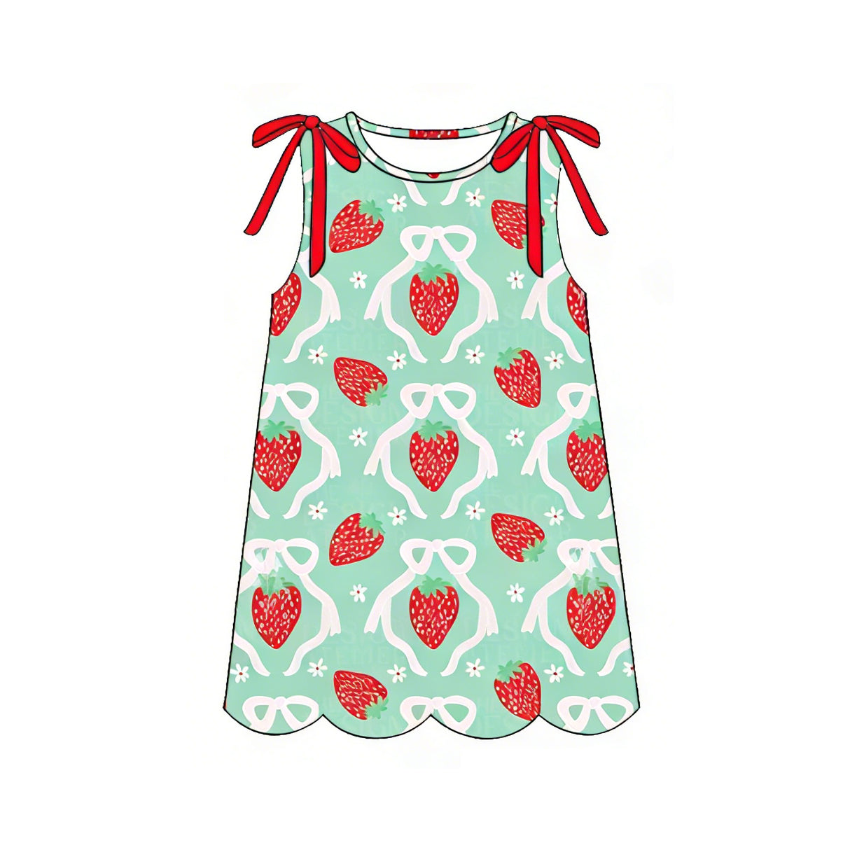 preorder GSD3975 Scallop Strawberry Flowers Sleeveless Girls Dress