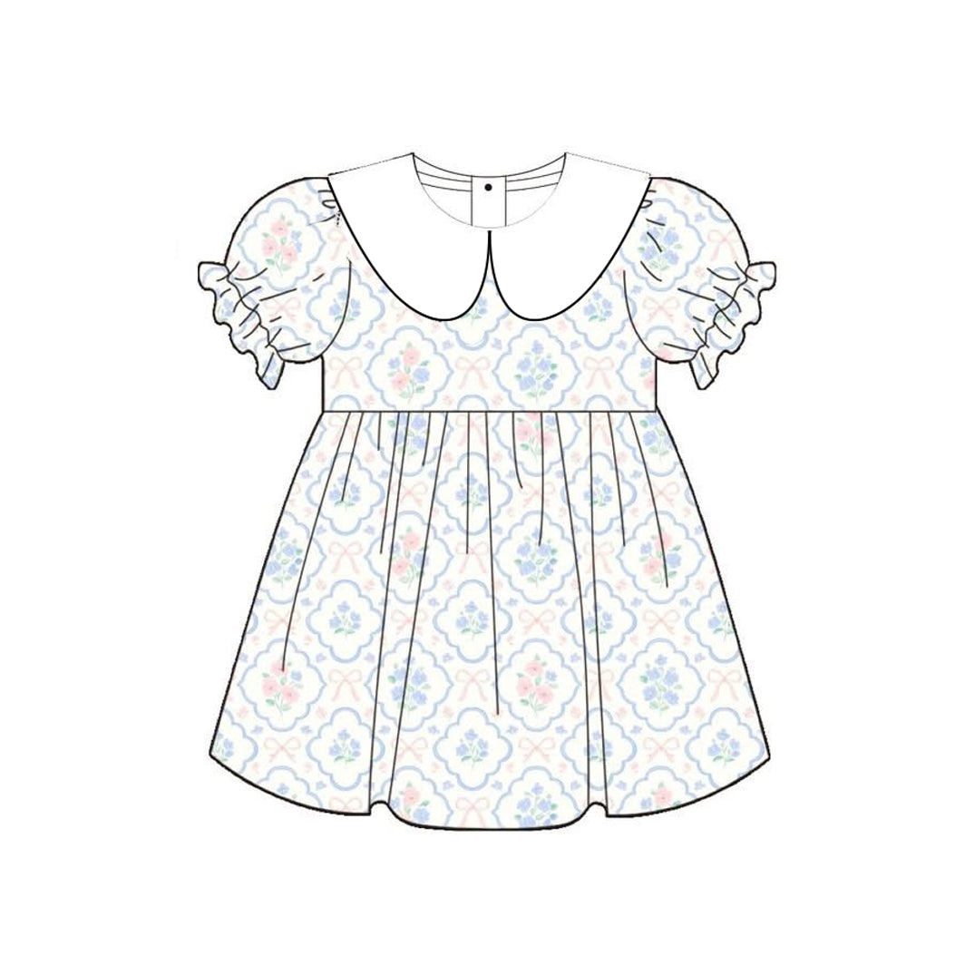 Preorder GSD4032 Flowers Short Sleeve Girls Dress