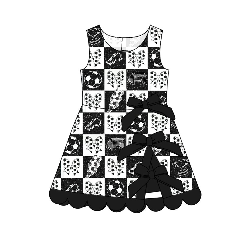 preorder GSD4035 Yoga Soccer Black Bows Sleeveless Girls Skorts Dress