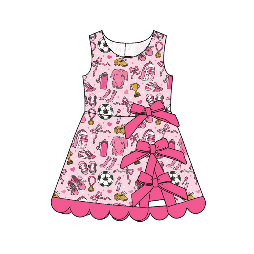 preorder GSD4075 Yoga Hot Pink Soccer Bows Sleeveless Skorts Girls Dress