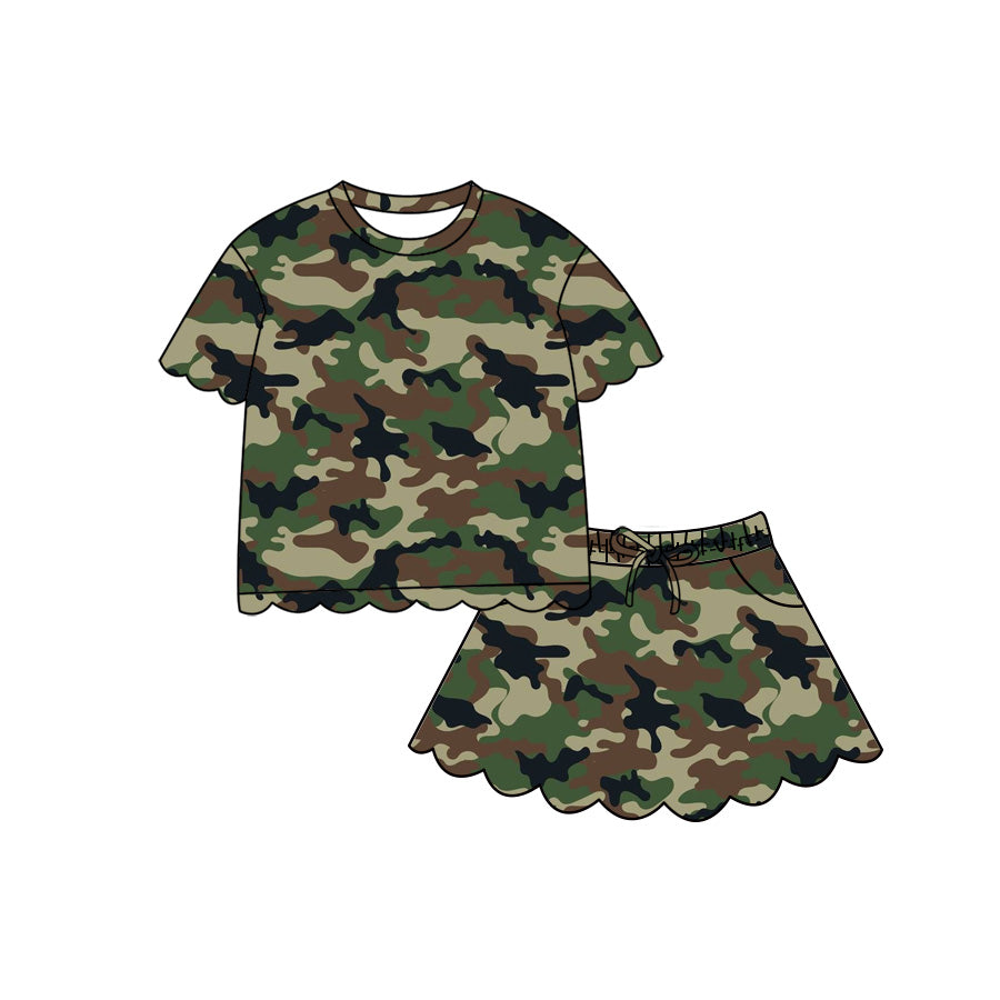 preorder GSD4171 Scallop Hunting Camo Short Sleeve Skorts Girls Set