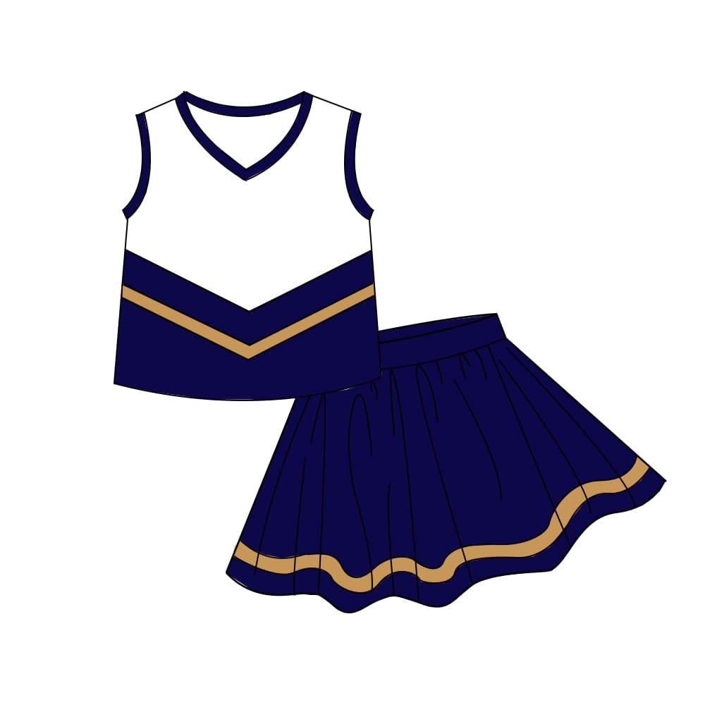 preorder GSD4189 Navy Blue Sleeveless Skorts Girls Set