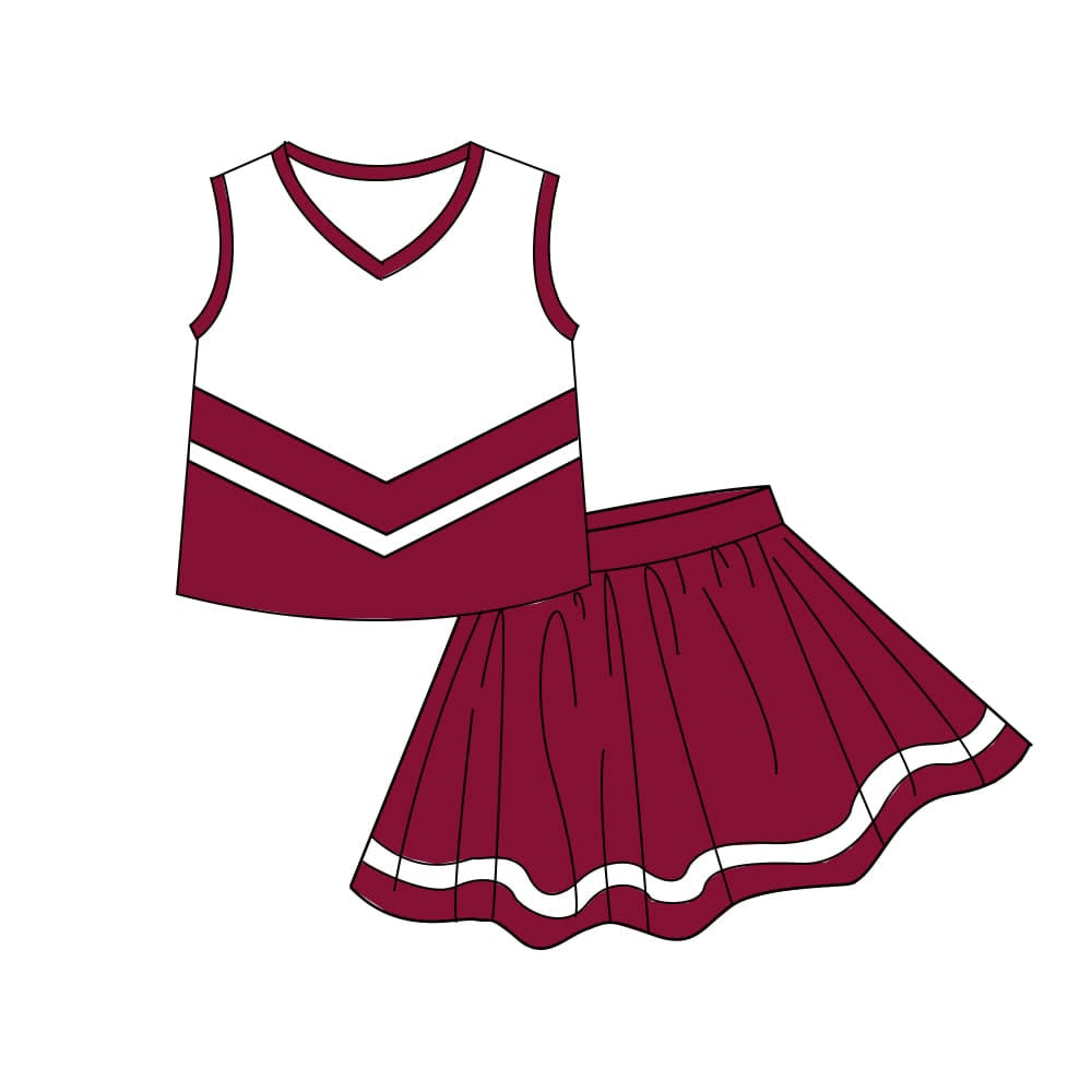 preorder GSD4195 Red Sleeveless Skorts Girls Set
