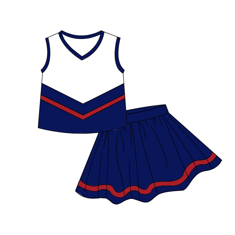 preorder GSD4202 Navy Blue Sleeveless Skorts Girls Set