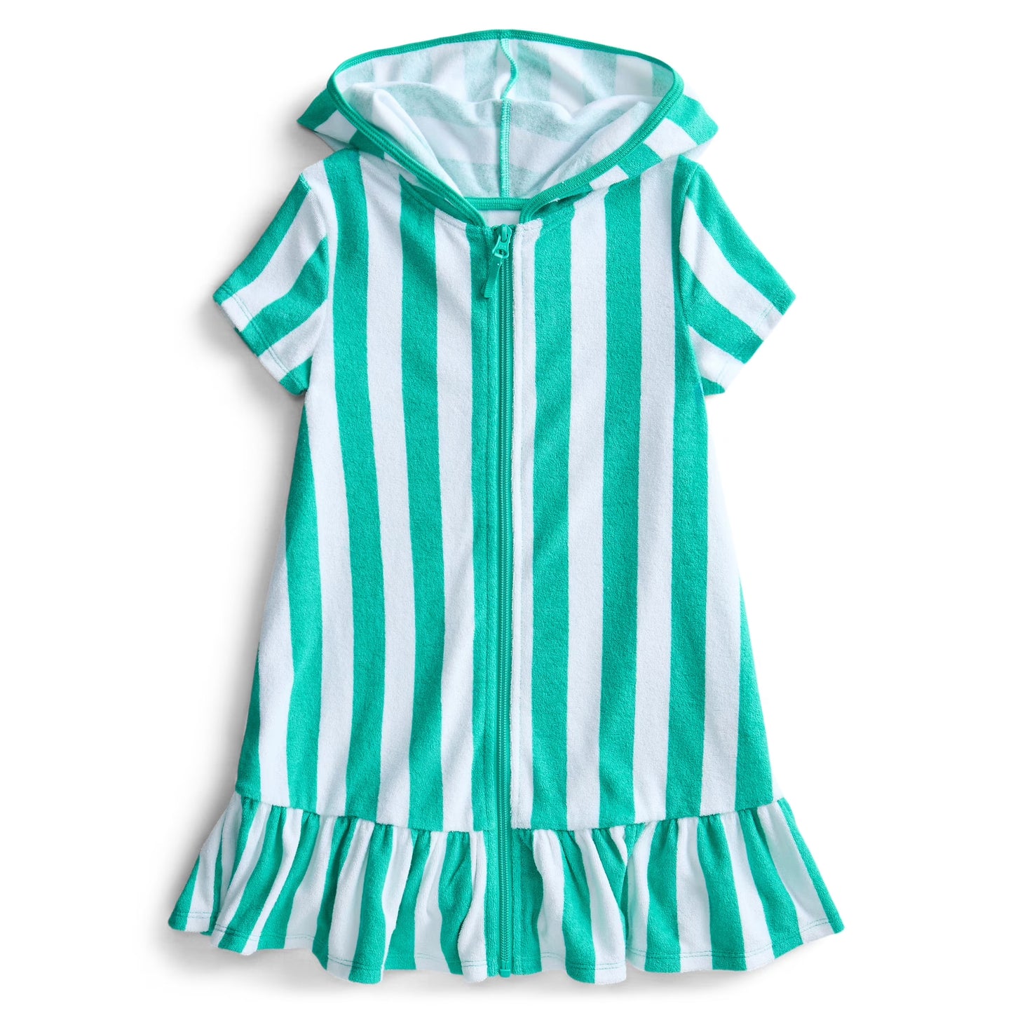 preorder GSD4203 Green Striped Hoodie Short Sleeve Girls Coat