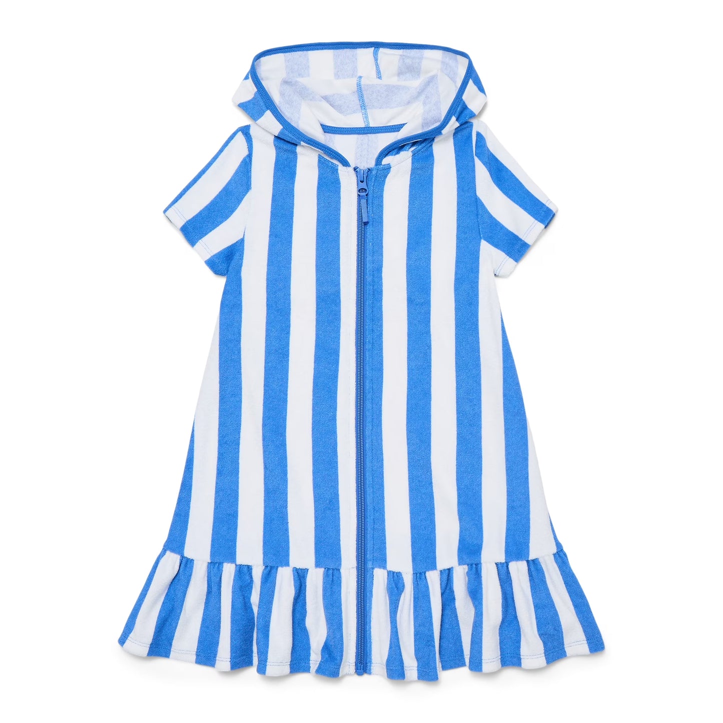 preorder GSD4205 Blue Striped Hoodie Short Sleeve Girls Coat