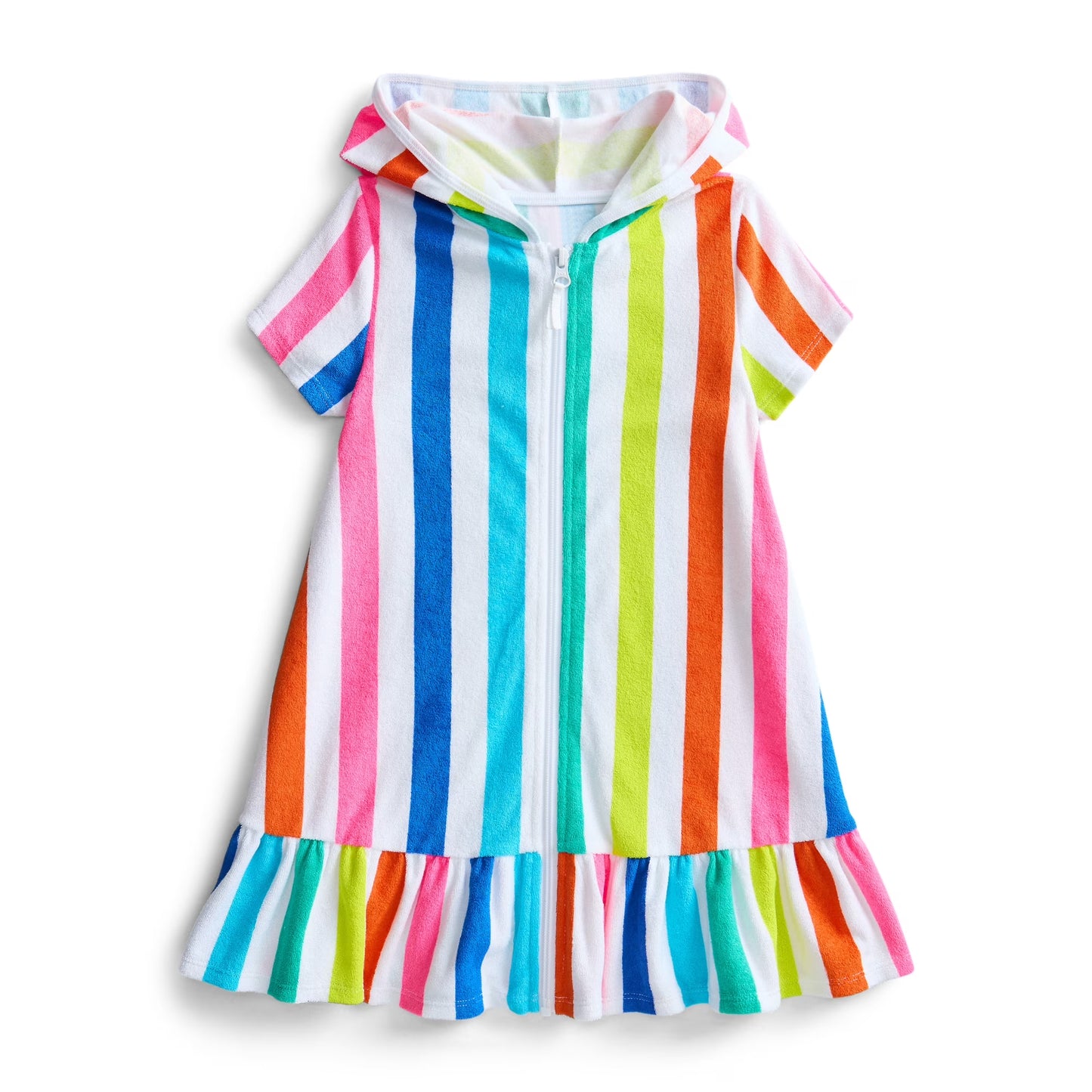preorder GSD4207 Rainbow Striped Hoodie Short Sleeve Girls Coat