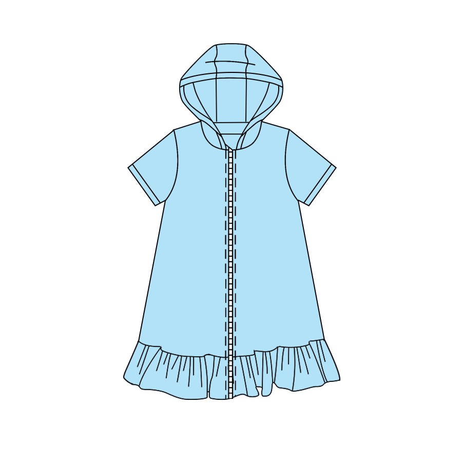 preorder GSD4209 Blue Hoodie Short Sleeve Girls Coat