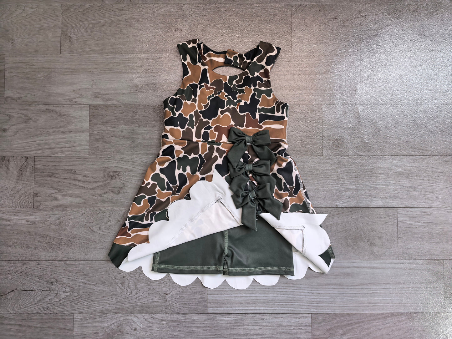 preorder Samples GSD4229 Yoga Camo Bows Skorts Sleeveless Girls Set