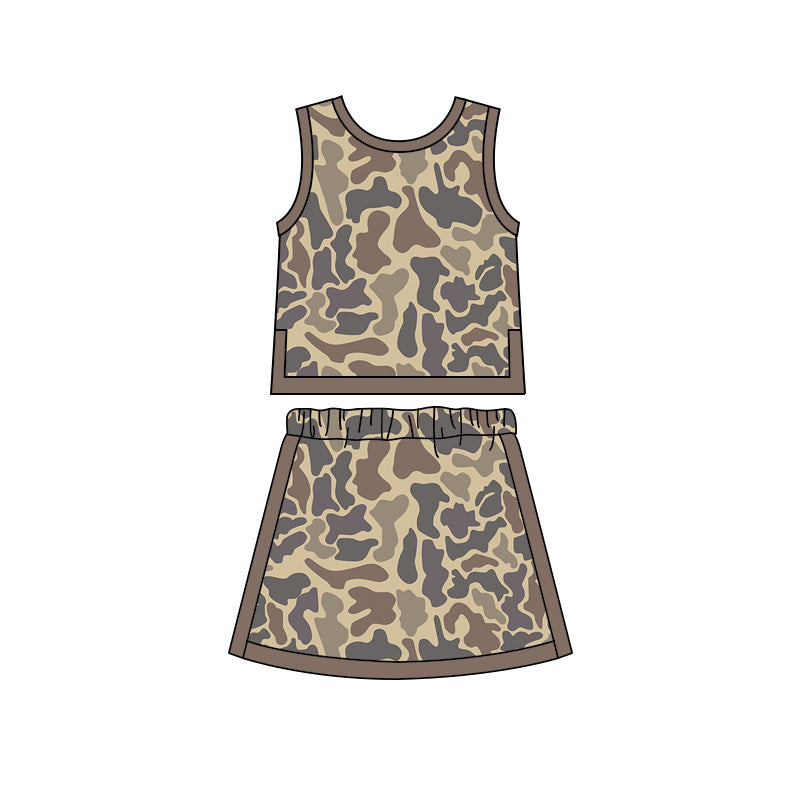 preorder GSD4231 Yoga Camo Sleeveless Bows Skorts Girls Set