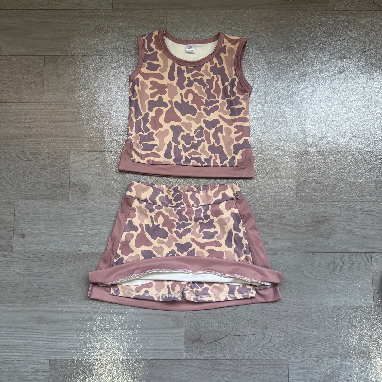 preorder Samples GSD4231 Yoga Camo Sleeveless Bows Skorts Girls Set