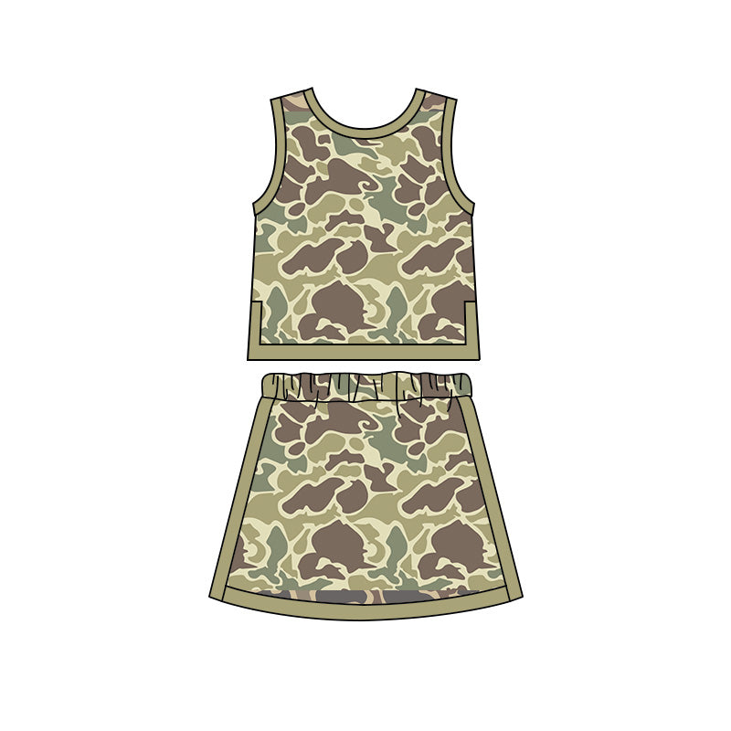preorder GSD4232 Yoga Camo Sleeveless Bows Skorts Girls Set
