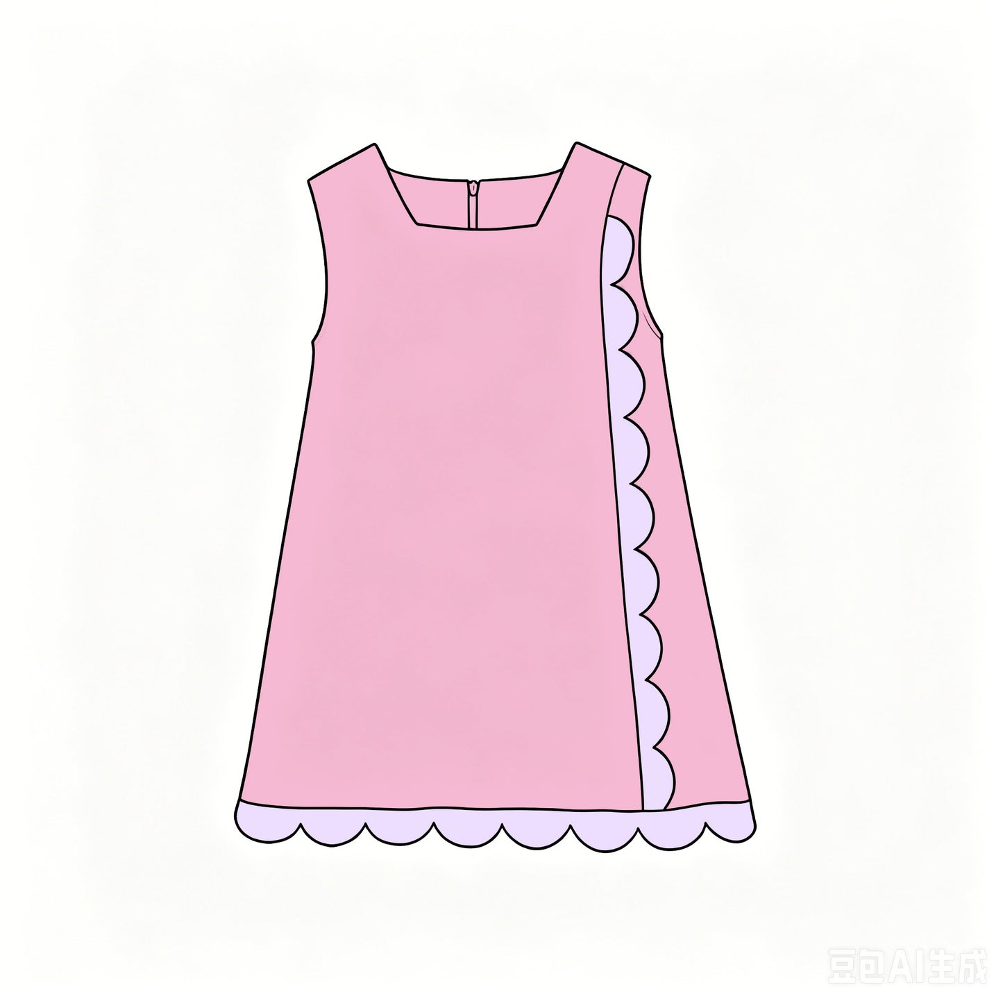 preorder GSD4239 Yoga Pink Scallop Sleeveless Girls Dress