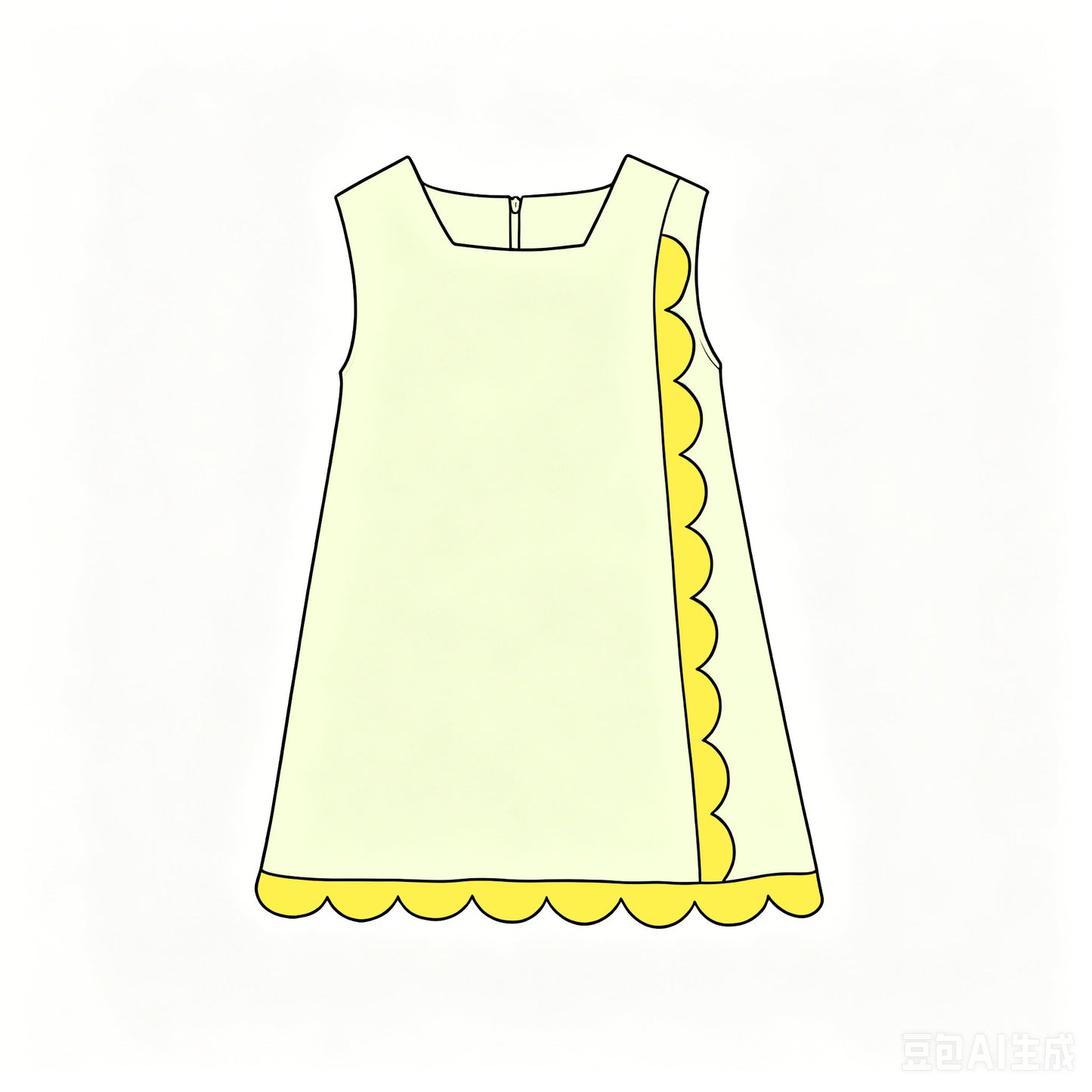 preorder GSD4242 Yoga Yellow Scallop Sleeveless Girls Dress