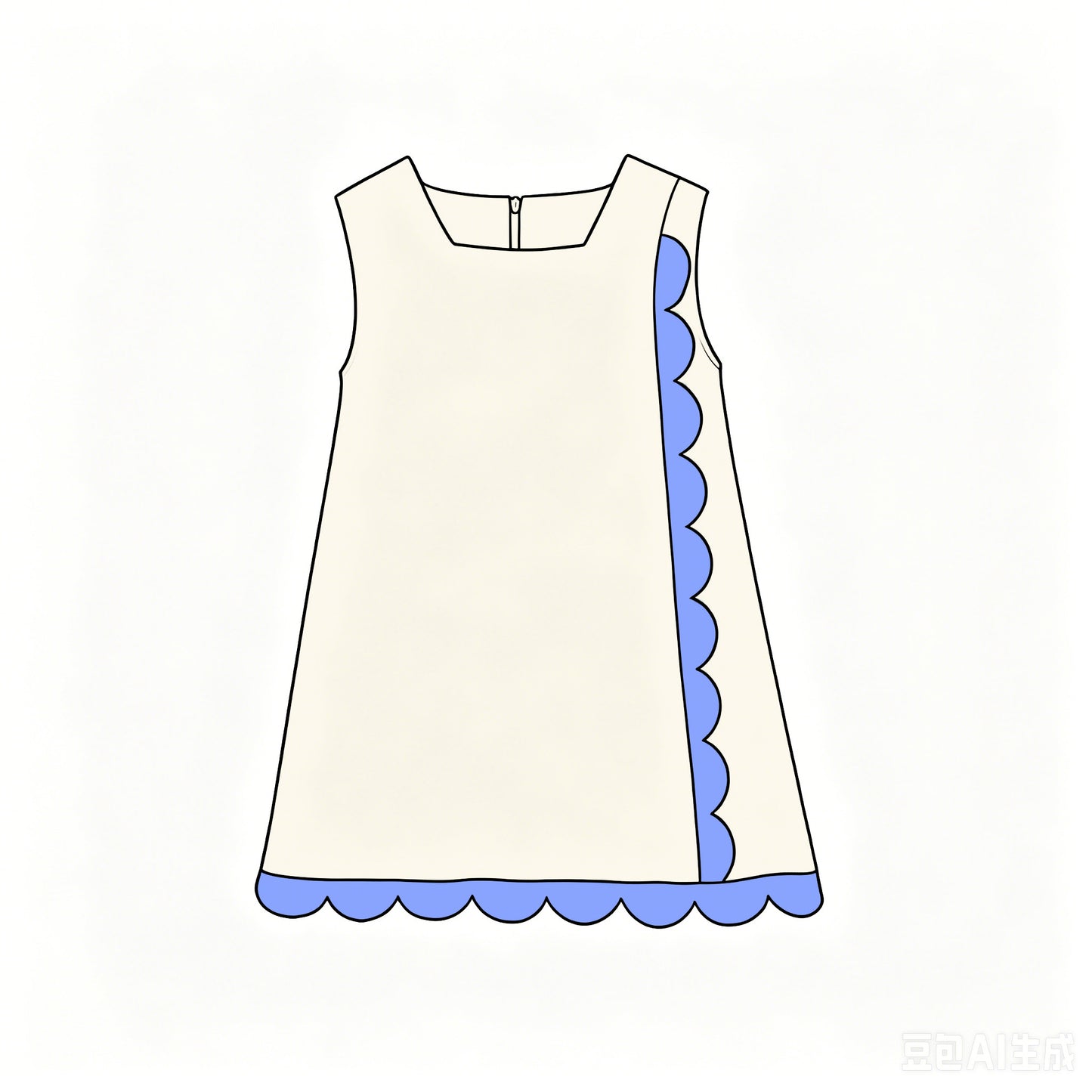 preorder GSD4244 Yoga White Scallop Sleeveless Girls Dress