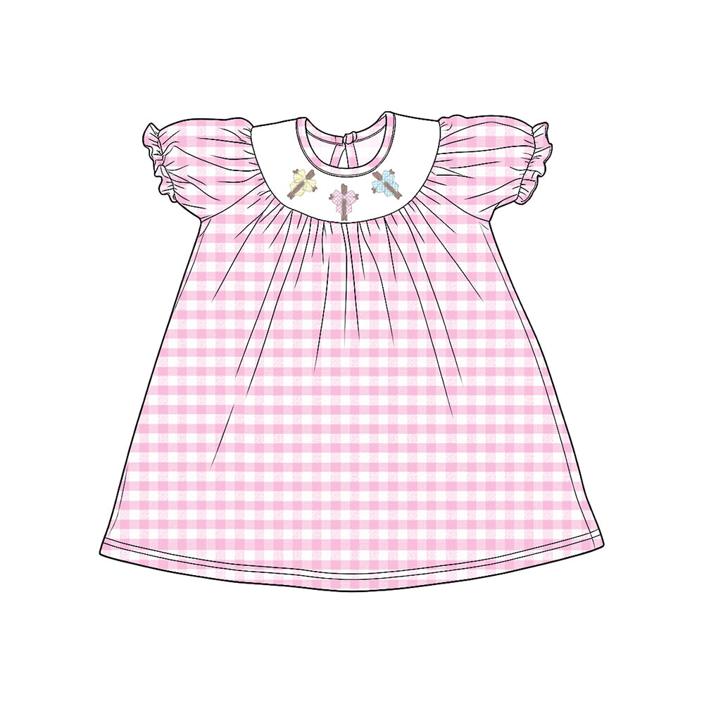 preorder GSD4306 Easter Cross Pink Short Sleeve Girls Dress